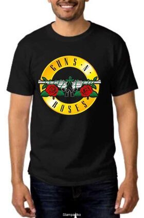 Rock t-shirt Black με στάμπα Guns N' Roses Distressed Bullet