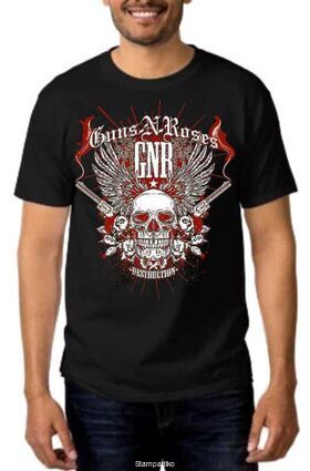 Rock t-shirt Black με στάμπα Guns N' Roses Destruction