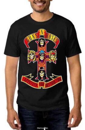 Rock t-shirt Black με στάμπα Guns N' Roses Appetite For Destruction