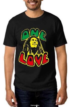 Rock Black t-shirt με στάμπα Bob Marley One Love