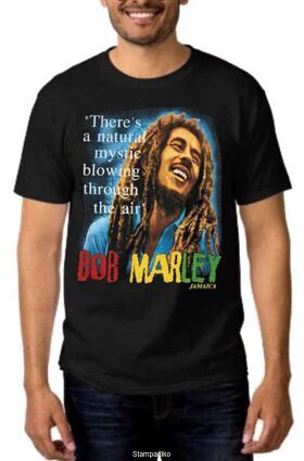 Rock t-shirt με στάμπα Bob Marley There's a natural mystic blowing through the air