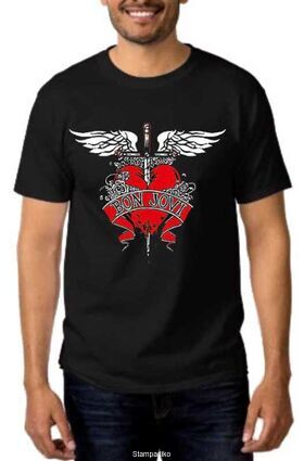 Rock t-shirt με στάμπα Bon Jovi