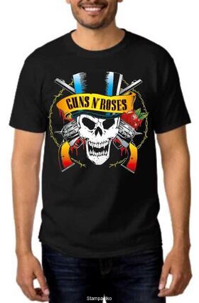 Rock t-shirt  Black με στάμπα Guns N' Roses Skull License