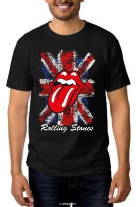 Rock t-shirt BlackRolling Stones UK Flag Tongue