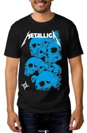 Heavy Metal Black t-shirt Metallica 10 Skulls