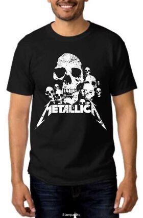 Heavy Metal Black t-shirt Metallica skulls