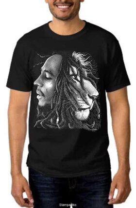 Rock t-shirt με στάμπα Bob Marley Lion Rasta