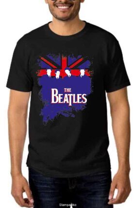 Rock t-shirt Black με στάμπα The beatles