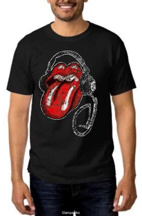 Rock Black t-shirt Rolling Stones Headphones T Shirt
