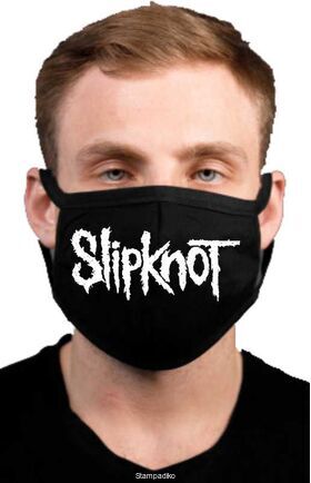Υφασμάτινη μάσκα προσώπου Slipknot με 100% βαμβάκι , πολλαπλών χρήσεων με διπλό ύφασμα σε μαύρο χρώμα.