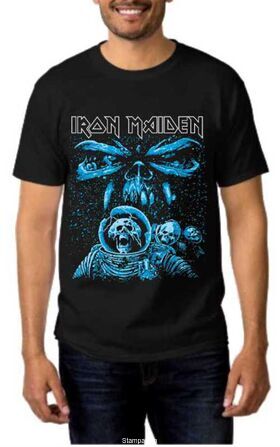Heavy metal t-shirt με στάμπα Iron Maiden Men Final Frontier Blue Album Spaceman