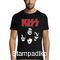 Rock t-shirt Black με στάμπα  Kiss The Band Four Faces
